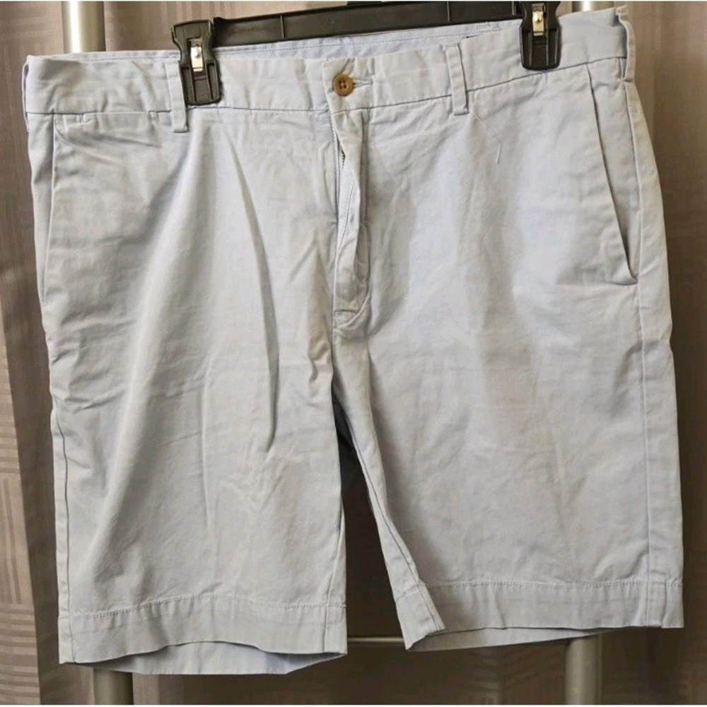 Polo Ralph Lauren Shorts Mens 36x8 Flat Front Light Blue Chinos Cotton